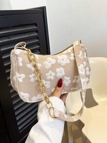 Bolso de hombro ligero y casual de unicolor, adecuado para el uso diario de las mujeres en primavera y verano - Caqui - Ver 5