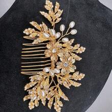 1pc Bride Alloy Crystal Hair Comb Headpiece, Gold & Silver Color Bridal Hair Accessory, Suitable For Wedding, Party And Formal Occasions Valentine's Day Accessories - Silver - View 13