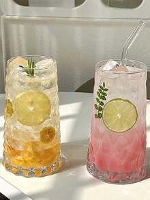 Home Glass Coffee, Popular Diamond Fruit Tea Cup, Glass Water Cup, Iced Americano Cup, Juice Cup, Cold Drink Cup, Summer Beverage Cup, Suitable For Women, A Cup Of Tea With Milk. Exquisitely Designed Glass Cups, Eye-Catching Iced Coffee Glass Cups, Unique And Modern Glassware, Small Cups, Cold Drink Cups