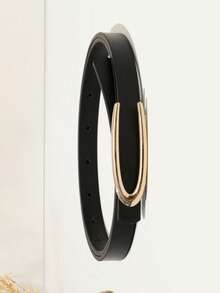 4件套（黑色+白色+卡其色+驼色）简约时尚U型扣女士细腰带，优雅高端设计，适合搭配连衣裙，百搭休闲日常腰带 - 彩色 - 查看 6