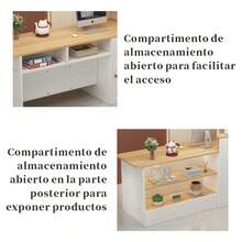 Mesa de recepción minimalista de doble capa con 2 cajones, diseño moderno, amplia capacidad de almacenamiento, perfecta para oficinas y recepciones - Multicolor - Ver 5