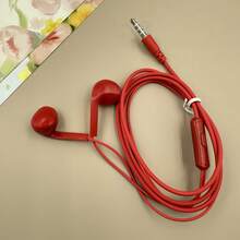 黑/白/紅/藍色新款皮革線控半入耳式有線耳機，內建麥克風，高清晰度通話，適用於手機、平板、遊戲機和其他3.5mm接口設備 - 彩色 - 查看 9