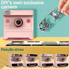 儿童相机即时打印套装，儿童即时打印相机，1080P高清数码相机，相机套装，便携式玩具，含3卷打印纸，圣诞节、生日和新年礼物，适合3-12岁男孩女孩的理想儿童玩具礼物 - 多色 - 查看 6