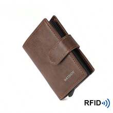 RFID Solid Color Men's Wallet, Vintage Style Clutch Purse, Coin Pouch, Large Capacity Card Holder