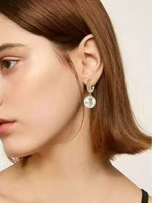 زوج من أقراط قلادة اللؤلؤ الفاخرة للنساء، أقراط حلقية أنيقة من الزركونيا، إكسسوارات أزياء أنيقة