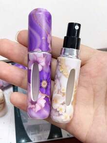 2/4/5pcs Floral Pendant Perfume Spray Bottle, Marble Flower Pattern Perfume Bottle With Key Chain, Women's Crossbody Bag, Handbag Decorative Pendant, Mini Perfume Dispensing Tool, Birthday Gifts For Family And Friends, Holiday Gifts, Portable For Travel 5ML - 彩色 - 查看 11