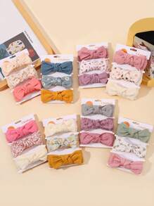 3pcs Soft Rabbit Ear Bow Headband, Cute Decor For Babies Daily Styling - Multicolor - View 3
