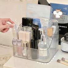 Cajas de almacenamiento de maquillaje de escritorio de estilo Ins de alta gama, transparentes y verdes, organizador de tocador de gran capacidad