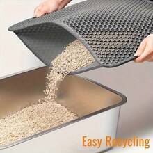 MOFOROCO Lovely Large Capacity Automatic Cat Litter Box, Odor Control Enclosed Front Entry Top Exit Kitty Foldable Litter Box, With Litter Scoop & Activated Carbon Bag, Litter Mat For Option, White, Pink, Yellow - Thảm vệ sinh cho mèo màu xám - Xem 9