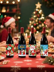 8pcs Christmas Wine Bottle Labels,Merry Christmas Wine Bottle Sticker Set, Cartoon Paper Christmas Decorative Stickers,Xmas Party Wine Bottle Decor Adhesive Labels,Wine Bottle Label, Santa Champagne Bottle Stickers, Christmas Birthday Novelty Bottle Labels, Wine Bottle Waterproof Label Sticker, Christmas Unique Gift For Party Decoration, Creative Gift For Friends, Family