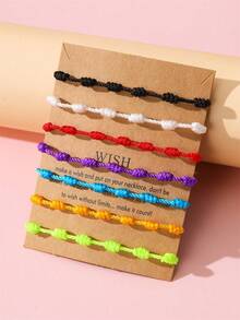 7/14/28 件多色可调节编织彩虹友谊手链，情侣礼物 - 彩色 - 查看 2