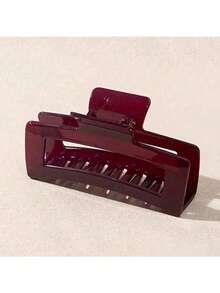 1pc Versatile Burgundy Rectangular Hair Claw - Suitable For Daily, Commuting, Festivals, And The Best Gift Hair Accessories Autumn Claw Clips Fashion Hair Clips Fall Fashion Hair Claw Winter For Vacation Outfits Woman - Burgundy - View 13