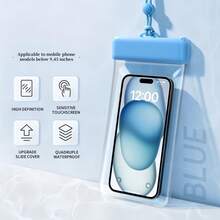 1pc Waterproof Phone Pouch, IPX8 Waterproof Phone Case, With Lanyard - Essential For Diving, Swimming, Beach, Compatible With IPhone Android Phones Up To 9.45in And All Models