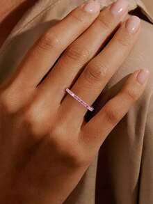 1 chiếc nhẫn bạc S925 đính đá Cubic Zirconia thanh lịch, trang sức tinh tế phù hợp cho phụ nữ đeo hàng ngày, món quà sinh nhật, hẹn hò hoặc kỷ niệm hoàn hảo dành cho bạn gái. - Bạc - Xem 3