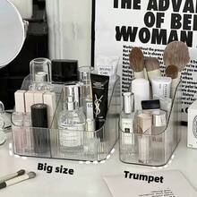 Cajas de almacenamiento de maquillaje de escritorio de estilo Ins de alta gama, transparentes y verdes, organizador de tocador de gran capacidad