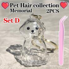 2/3 件狗毛收集器钥匙扣袋饰物纪念收纳盒，宠物毛发收纳盒 - 狗纪念胶囊，透明猫毛收纳瓶，用于收集猫狗毛发的钥匙扣（圣诞节、感恩节）