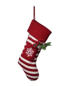 1pc Christmas Stockings Stripe Knitted Christmas Socks Xmas Gift Candy Bag Christmas Tree Fireplace Hanging Sock Winter Holiday Family Party Decorative Stocking Ornaments Home Decor Christmas Decorations Room Decor