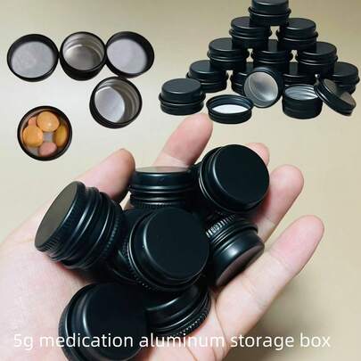 1pc 3PCS Small Black Pill Box - Sealed Aluminum Metal Container, Portable & Compact For Daily Carry