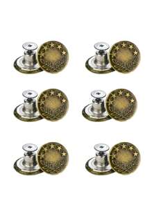 6pcs Heavy Duty Metal No Sew No Drill Adjustable Jeans Waist Extender Buttons - Quick Install Button Kit For Instant Fit, DIY Resizing Solution, Comfortable Waistband Fix (Fashion Accessories)