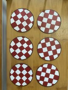 6pcs Black White Wooden Coasters, Black White Checkered Pattern Absorbent Coasters Set Coffee Coaster, Tea Coffee Table Dining Table Desk Heat-Resistant Coasters Insulated Pads, Living Room Bedroom Office Tea Room Desktop Protection, Suitable For All Kinds Of Cups, Desktop Decoration, Home Restaurant Tea Coffee Bar Decoration