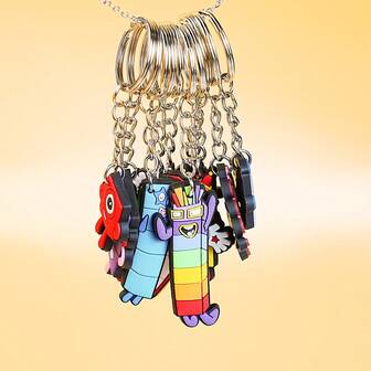 Cartoon Number Building Block PVC Soft Keychain - Cute Keychain And Backpack Pendant Suitable For All Ages, Decorative Accessory Bag Accessories Lanyards With Id Holder Car Accessories Bag Charms Christmas Gift Car Accessories Teacher Friend Sister Gift Ideas