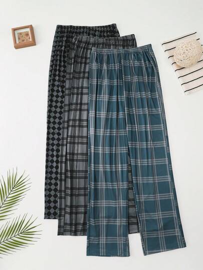 3pcs/Set Plus Size Men's Casual Lounge Pants, Spring/Autumn