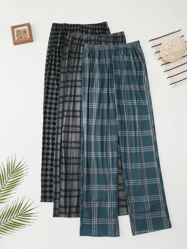 3pcs/Set Plus Size Men's Casual Lounge Pants, Spring/Autumn