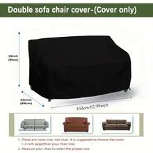 420D Garden Sofa Cover - Black Polyester, Drawstring Design, Indoor/Outdoor Use, All-Season Protection For Patio, Terrace & Pool Furniture