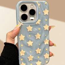 Teléfono Teléfono Azul De Pantalla Completa, Cubierta Anticaída con Patrón De Meteorito Arrugado Brillante, Adecuado 16 Pro 15 14 Plus 13 12 11 Protector, Año Nuevo, Pascua, Halloween, Amigos Y Familiares - Azul - Ver 3