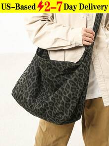 Women's Large Canvas Tote Bag For Everyday - Adjustable Crossbody Shoulder Strap,Travel Essentials,School Supplies , Halloween,Outdoor Camping Hiking Adventure Versatile Tote Bag, Spacious Oversized Carryall Purse (Washed Black, Camo, Leopard Print Yellow & Green) | Street Style, Edgy Boho Chic | Fast USA Shipping 2-7 Days, School, Short Trip, Storage Crossbody Bag - 彩色 - 查看 13
