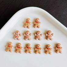 10/30/50pcs Boneka Jahe Mini Lucu Bergambar Kartun untuk Kue Natal, Boneka Kecil 3D Datar, Cocok untuk Scrapbooking DIY, Pembuatan Perhiasan, dan Dekorasi Kerajinan Tangan - Manusia Kue Jahe - View 6