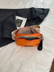 1 件花卉装饰多用途小斜挎包，适合外出、旅行、度假、购物 - 橘色 - 查看 5