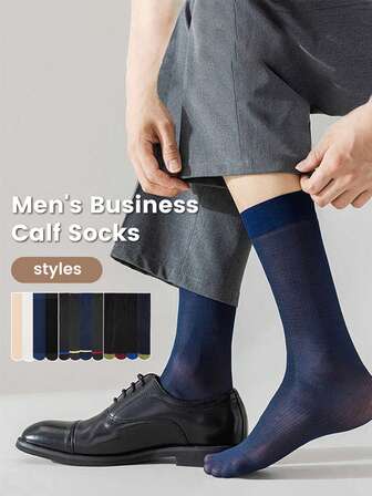 Men's Business Casual Match With Trousers Mid-Calf Socks, Thin Moisture-Wicking Breathable Soft Men's Crew Socks, Suitable For Home Office, Daily Commuting, And Casual Wear For Men's Crew Socks., Fall
