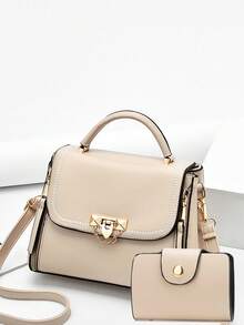 新款时尚女士手提包套装、单肩包、百搭刺绣小方包。 - 米色 - 查看 7