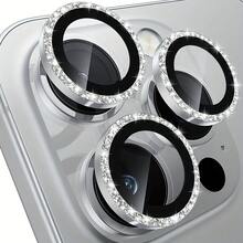 BOLLYMORE 3pcs Silver Glitter Colorful Camera Lens Protector With Metal Ring, Fit For IPhone 17 Pro Max / 17 Pro / 17e / 17 / 13 / 14 / Pro / Max / 15 / 16 Pro Max, Birthday Gift, Home Gift, Shiny Lens Protector, Phone Accessories - Silver - View 7