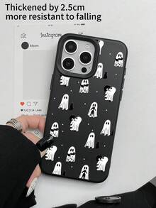 1pc Cat Ghost Hollow Camera Lens Protective Phone Case, Retro Cute Contrast Color Printing, Shockproof, Suitable For Apple 11 12 13 14 11Pro Max 12Pro Max 13Pro Max 14Pro Max XR 15 15Pro 15Pro Max 16 16Pro 16Pro Max - Multicolor - View 4