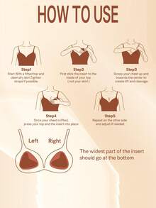 Double Sided Sticky Bra Inserts Reusable Push Up Lift Self Adhesive Bra Pads For Bikini Swimsuit Sports Strapless Bra, Versatile For Year-Round Wear - 駝色 - 查看 6