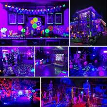 50/96/144/216颗LED紫外线黑光灯，385-400nm紫外线，金属紫外线泛光灯，5V+USB供电+开关控制，适用于荧光派对、圣诞节、万圣节、人体彩绘、荧光艺术、节日和霓虹装饰 - UV紫光燈 - 查看 10