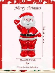 1pc/3pcs Christmas Balloon Set, Extra Large Santa Claus Foil Balloon, Mini Christmas Gift Box, Mini Christmas Red Candy Cane Foil Balloon, Suitable For Christmas Party Decoration, Santa Claus Christmas Balloon Decoration, Christmas Decoration, Holiday Party, Room, Winter Themed Birthday Decoration