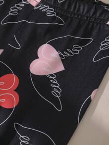 3 件套女童休闲裤，纯色，扎染，心形和蝴蝶印花打底裤 - 彩色 - 查看 6