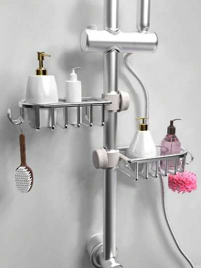 1pc Stainless Steel Bathroom Shower Head Holder, Kitchen Faucet Organizer Rack, Kitchen Storage Rack, Bathroom Shower Caddy, Bathroom Accessories, Room Decor Bathroom Accessories