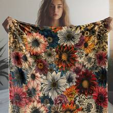 A Comfortable Bohemian Vintage Wildflower Blanket,Super Soft Flannel Printed  Blanket,As Birthday Gifts, Family, Wedding, Souvenir Blankets, Polyester Blankets Suitable For All Seasons, Washable, Machine Washable, Lightweight, Breathable, Comfortable, Warm, Unique, 280gsm For Him, Her Personalized Ideal Gifts For Her, Him, Family, Boyfriend, Girlfriend, Father, Family, Mother, Lover, Daughter, Son, Grandfather, Grandmother, Teacher,Doctor, Nurse,Friend, Classmate, Pet.Perfect Nap, Camping, Travel, Home, Daily Life, Office Decoration, Birthday, Anniversary, Valentine's Day, Thanksgiving, Graduation Season,Christmas, Halloween, Mother's Day, Father's Day, Wedding, New Year Gifts ,Sofa,Bed,Car,Bedroom,Living Room,Office,  Outdoor Camping, Beach,Wall Decoration - Nhiều màu 6 - Xem 2