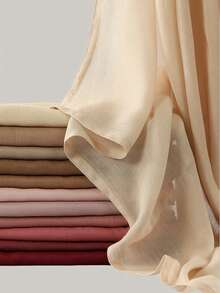 1 pieza Hiyab de viscosa modal sólido, pañuelo ligero y transpirable de moda, con acabado de puntada doble, artesanía refinada, pañuelo para mujer, adecuado para todas las estaciones