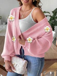 Autumn And Winter Crochet Flowers, Knitted Sweaters, Long Sleeved Sweaters, Women's Jackets, Casual And Elegant