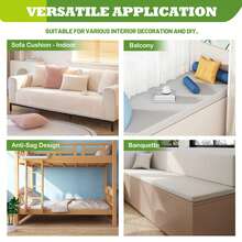 1 Pieza - (60cm*180cm), Grosor 5/8/10cm, Cojín de espuma de alta densidad moderadamente suave y duro, Almohadilla para cambiar de sofá, Colchón, Reemplazo de cojín de balcón, Relleno de cojín de sofá y chaise longue, Espuma de alta resistencia, No se deforma fácilmente con el uso a largo plazo, Adecuado para muebles de interior y exterior y proyectos DIY, La esponja amarilla no es fácil de cambiar de color y es resistente a la suciedad