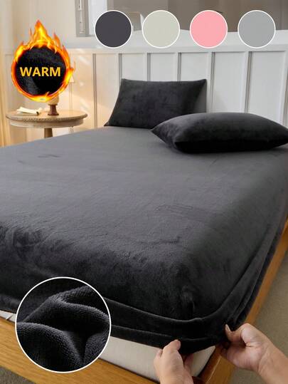 1pc Supersoft Fleece Fitted Sheet, Multi-Color Options, Soft And Comfortable Surface, Deep Pocket And Anti-, Fits Twin/Full/Queen/King Size, Hypoallergenic & Anti-Pilling, Machine Washable(Without Pillowcase), Year-Round Cozy Bedding Essential, Autumn Decor, Room Decor, Back To School, School Supplies
