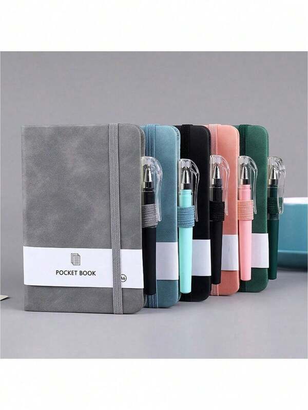 1pc A7 Lace-Up Notebook, A5 Skin-Feel Leather Student Diary Notebook, A6 Student Memo Daily Planner