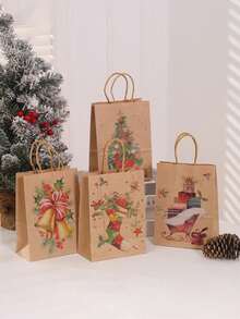 12pcs/Pack Christmas Party Gift Baking Candy Cookie Bags, Assorted Christmas Christmas Decorations Christmas Pajamas Christmas Gifts Christmas Decor
