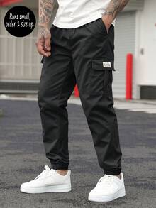 Spring/Autumn New Multi-Pocket Loose Casual Cargo Pants For Men, Runs Small, Order 1 Size Up, Fall - Black - View 2