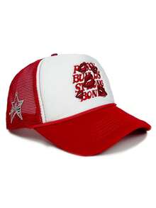 1pc Men's Lip Embroidery Trucker Hat With Star Mesh, Fashionable Outdoor Sun Protection Baseball Cap For Spring, Autumn Travel, Beach Holiday - Multicolor - View 15